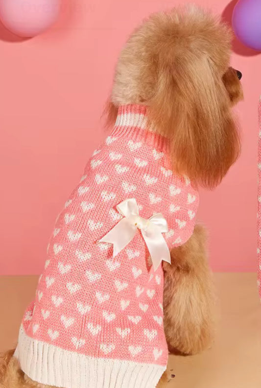 Sweater: White Hearts Bow