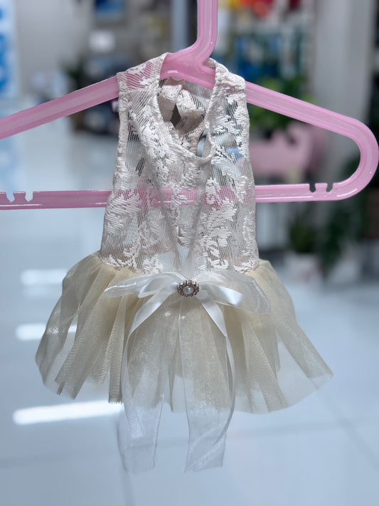 Tulle Bow Dress: Nude